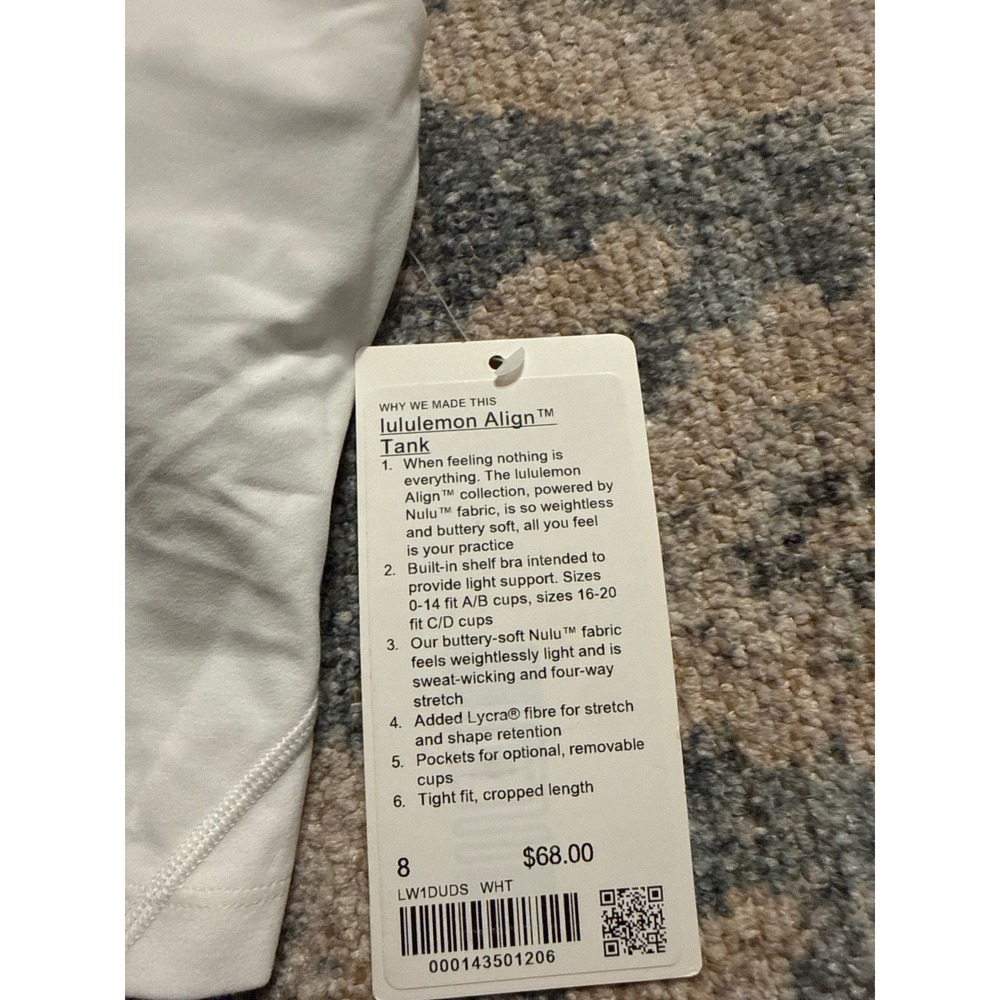 Lululemon Align Tank White Size 8 NWT - Picture 2 of 3